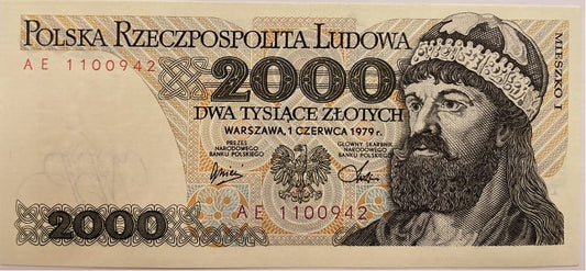 Banknot 2000 zł 1979 stan 1