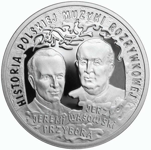 Moneta 10 zł Jeremi Przybora Jerzy Wasowski 2011 r.
