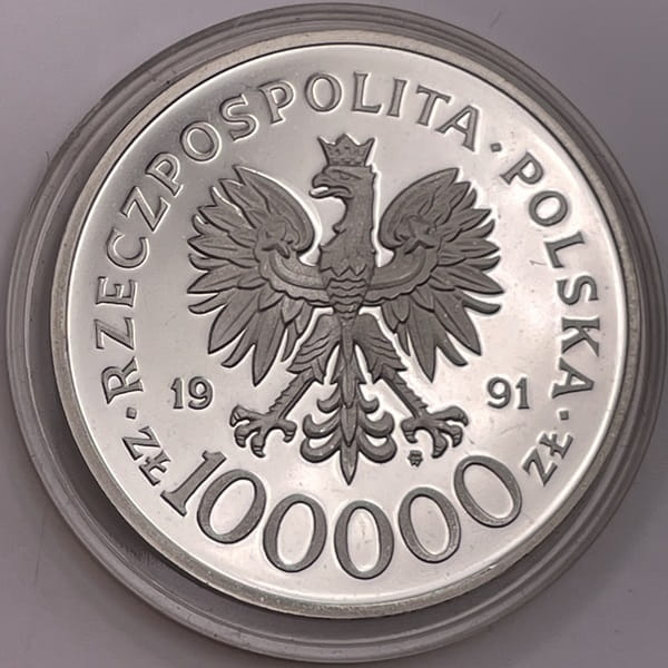 Moneta 100 000 zł Żołnierz polski na frontach II WŚ Narvik 1991