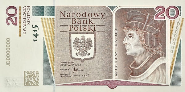 Banknot 20 zł 600. rocznica Urodzin Jana Długosza 2015
