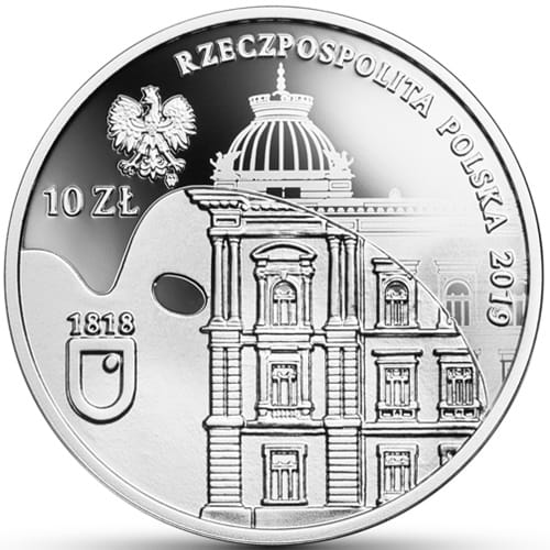 Moneta 10 zł 200-lecie Akademii Sztuk Pięknych im. J. Matejki 2019