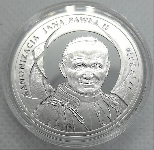 Moneta 10 zł Kanonizacja Jana Pawła II 2014