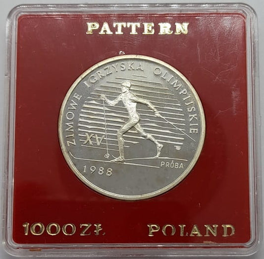 Moneta 1000 zł XV Zimowe Igrzyska Olimpijskie  PRÓBA 1988
