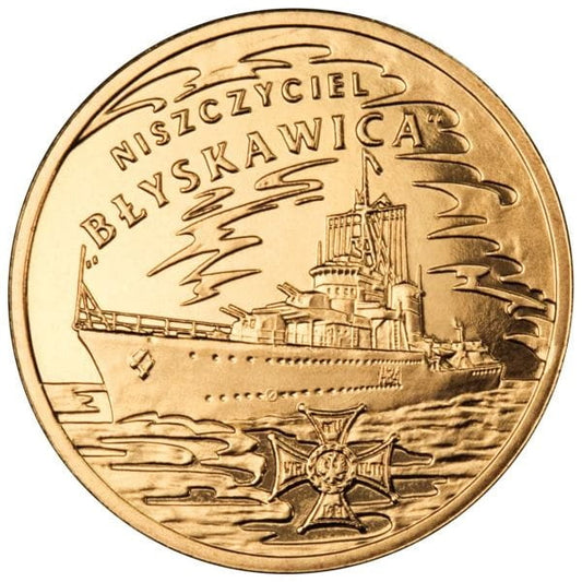 Moneta 2 zł niszczyciel Błyskawica 2012