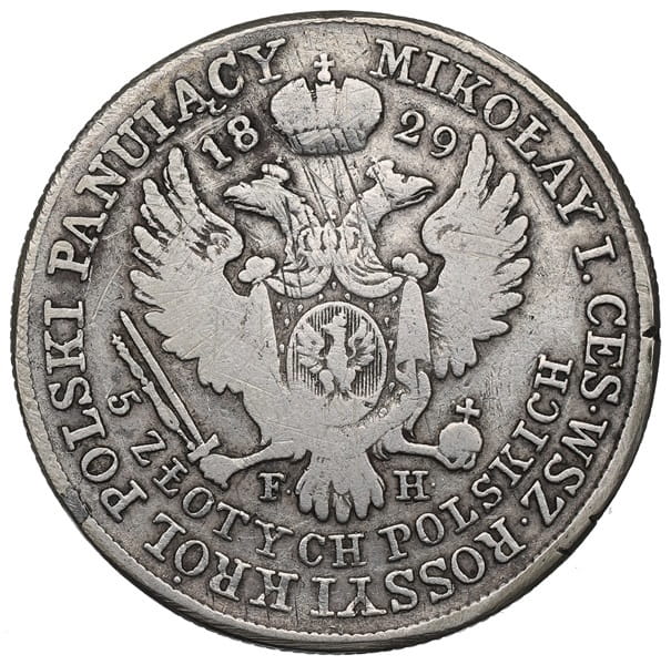 Moneta 5 złotych 1829 Królestwo Polskie