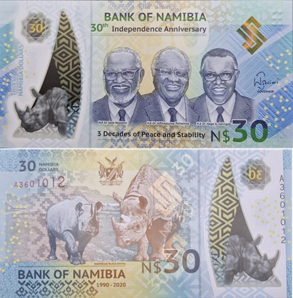 Namibia banknot 30 namibia 2020